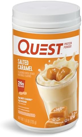 Quest Nutrition Salted Caramel Protein Powder (Порошок); 26g Protein; 1g Sugar; Low Carb; Gluten Free; 1.6 Pounds; 24 Servings (Порции) Quest Nutrition