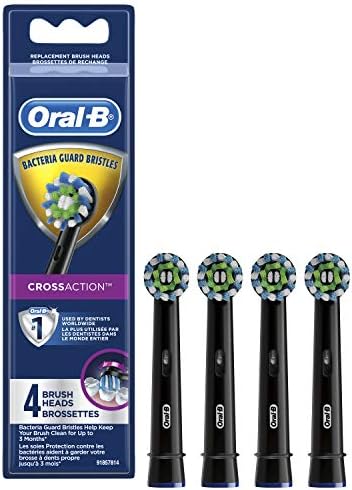 Oral-B Cross Action Replacement Brush Heads for an Oral-B Electric Toothbrush, Pack of 4, Black Oral-B