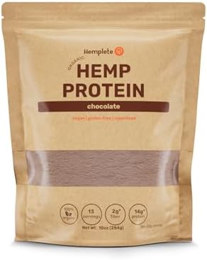 Hemp Vegan Protein Powder (Порошок) for Heart and Brain Health, Easy to Digest Chocolate Powder Drink with Plant Protein for Muscle Building and Recovery, 9 Essential Amino Acids (Chocolate, 10 ounces) Hemplete