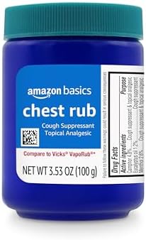 Amazon Basics Chest Rub Cough Suppressant and Topical Analgesic Ointment, 3.53 Ounce Amazon Basics