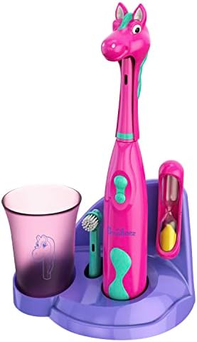 Brusheez Kids’ Electric Toothbrush Set - Safe & Effective for Ages 3+ - Parent Tested & Approved with Gentle Bristles, 2 Brush Heads, Rinse Cup, 2-Minute Timer, & Storage Base (Buddy The Bear) Brusheez