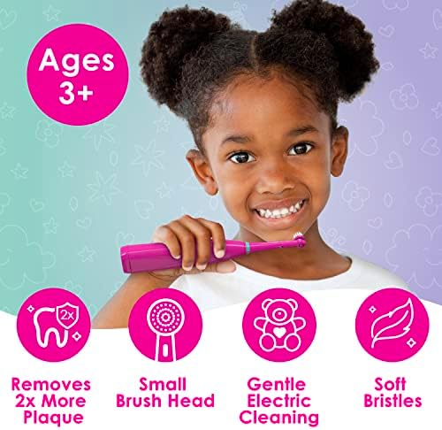 Brusheez Kids’ Electric Toothbrush Set - Safe & Effective for Ages 3+ - Parent Tested & Approved with Gentle Bristles, 2 Brush Heads, Rinse Cup, 2-Minute Timer, & Storage Base (Prancy The Pony) Brusheez