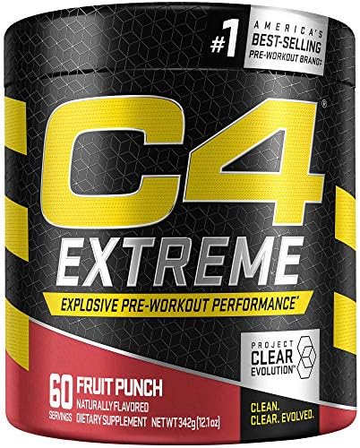 C4 Extreme Pre Workout Powder (Порошок) Fruit Punch | Preworkout Energy Supplement for Men & Women | 200mg Caffeine + Beta Alanine + Creatine | 60 Servings (Порции) Cellucor