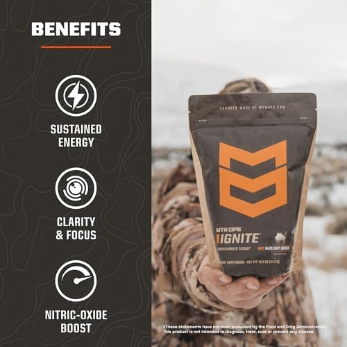 MTN OPS Hot Ignite Supercharged Energy Drink Mix Focus Enhancer, Mountain Mocha - Trail Packs MTN OPS