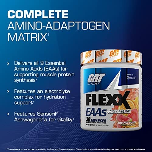 GAT SPORT Flexx EAAs + Hydration, Advanced Essential Amino Acids, 30 Servings (Порции) (Blue Razz) GAT Sport