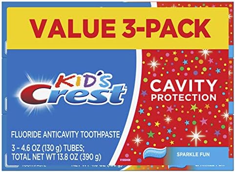 Crest Kid's Cavity Protection Toothpaste, Crest Kids Toothpaste, For Children And Toddlers 2+, Sparkle Fun, 4.6 Oz (Pack of 3), Toothpaste For Kids Crest