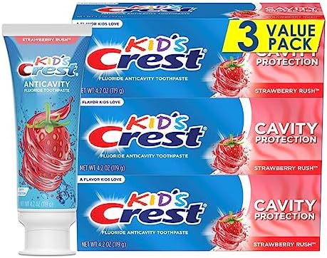 Crest Kid's Cavity Protection Toothpaste, Crest Kids Toothpaste, For Children And Toddlers 2+, Sparkle Fun, 4.6 Oz (Pack of 3), Toothpaste For Kids Crest