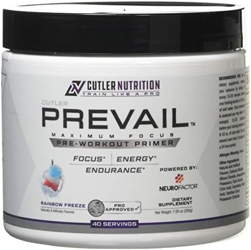 Prevail Pre Workout Powder (Порошок) with Nootropics: Pre-Workout Drink for Men and Women, Cutting Edge Energy and Focus Supplement with L Citrulline, Alpha GPC, L Tyrosine | Sour Rainbow Candy, 40 Scoops Cutler Nutrition