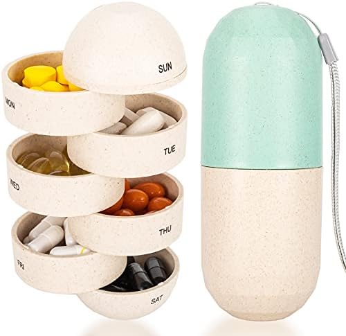 Cute Pill Organizer 7 Day, Weekly Pill Cases Box Waterproof MoistureProof,Travel Weekly Pill Box Case Portable Design to Hold Vitamins Betife