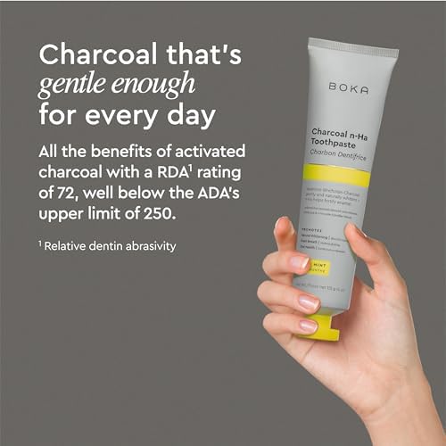 Boka Charcoal Fluoride Free Toothpaste Nano Hydroxyapatite, Helps Remineralize, Appropriate for Sensitive Teeth, Whitening - for Adult, Oral Care - Yuzu Mint Flavor, 4oz 1Pk - US Manufactured Boka