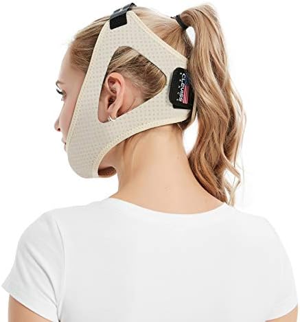 Anti Snoring Chin Strap for CPAP Users- Double Adjustable Snoring Solution/Sleep Aid for Men and Women, Stopper Chin Straps for Snoring Sleeping Mouth Breathers (Beige) CLEVISS BRACE