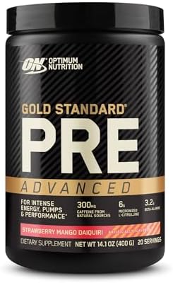 Optimum Nutrition Gold Standard Pre Workout Advanced, with Creatine, Beta-Alanine, Micronized L-Citrulline and Caffeine for Energy, Keto Friendly, Berry Blast, 20 Servings (Порции) Optimum Nutrition