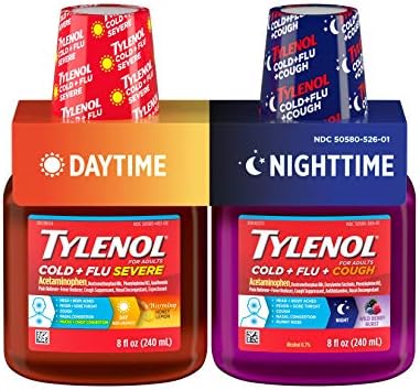 Tylenol Cold + Flu Severe Daytime & Nighttime Liquid Cough Medicine, 2 ct. of 8 fl. oz Tylenol