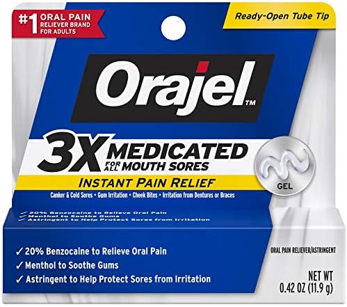 Orajel 3X for Mouth Sores: Maximum Strength Gel (Гель) Tube 0.42oz- From #1 Oral Pain Relief Brand Orajel