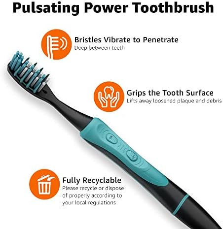 Amazon Basics Pulsating Deep Cleaning Toothbrushes with Soft Bristles, 2 Count, Assorted Colors Amazon Basics