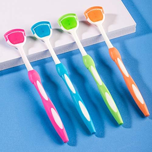 Tongue Brush, Tongue Scraper, Tongue Cleaner Helps Fight Bad Breath, 4 Tongue Scrapers, 4 Pack (Blue&Green&Orange&Red) Mr Lion