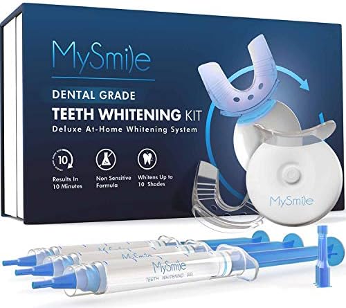 MySmile Teeth Whitening Kit with LED Light, 10 Min Non-Sensitive Fast Teeth Whitener with 3 Carbamide Peroxide Teeth Whitening Gel, Helps to Remove Stains from Coffee, Smoking, Wines, Soda, Food MySmile