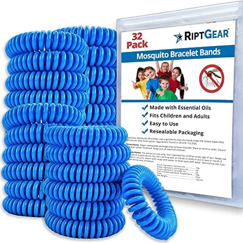 RiptGear Mosquito Coil Bracelets - 32 Pack of Mosquito Bracelets for Kids and Adults, Insect Bracelet, Citronella Wristband - DEET Free Mosquito Wristbands RiptGear