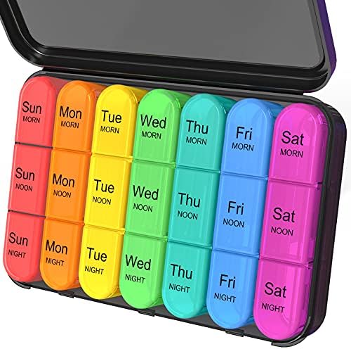 Pill Organizer 3X a Day, Weekly Pill Organizer 3 Times a Day, Pill Box 7 Day, Pill Cases Organizers 7 Day, Daily Pill Organizer Travel, Daviky Medicine Pill Organizer to Hold Vitamins and Medication Daviky