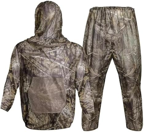 Mosquito Net Suit Camo Hunting Mesh Suit Bug Net Clothing with Hood Outdoor Protection No-See-Ums Garden Camping Tongcamo