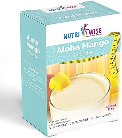 NutriWise - Diet Smoothie | Aloha Mango | 7/Box | High Protein, Gluten Free, Low Fat, Low Calorie, Low Sugar, Low Carb, Hunger Control NutriWise