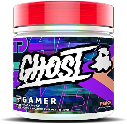 GHOST Gamer: Energy and Focus Support Formula - 40 Servings, Sour Patch Kids Blue Raspberry - Nootropics & Natural Caffeine for Attention, Accuracy & Reaction Time - Vegan, Gluten-Free GHOST