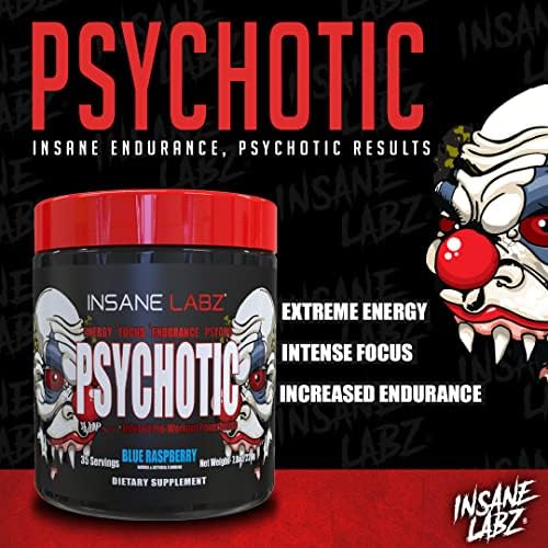 Insane Labz Psychotic, High Stimulant Pre Workout Powder (Порошок), Extreme Lasting Energy, Focus and Endurance with Beta Alanine, Creatine Monohydrate DMAE, 35 Srvgs (Apple) Insane Labz