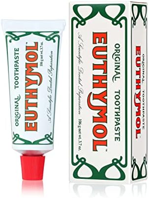 [Euthymol] Natural Flouride-Free Formula/Strong Mint Flavor for Fresh Breath, 3.7 oz | Classic Pink Toothpaste for Fresh Breath, Plaque & Tartar Remover | Travel Size Aluminum Recyclable Tube Euthymol