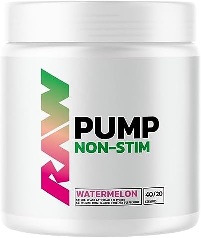 RAW Pump Stim Free Pre Workout | Non-Stimulant Pre Workout Supplement Powder Nitric Oxide Booster | Pre Workout Supplements Drink for During Workout | (40 Servings) (Lemonade) RAW