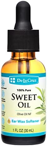 De La Cruz 100% Pure Sweet Oil for Ears with Glass Dropper - All Natural and Gentle Ear Wax Removal - 1 Fl OZ De La Cruz