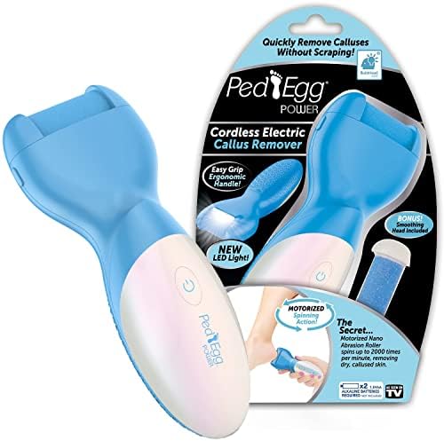 PedEgg Power Cordless Motorized Callus Remover w/ Bright LED Light As Seen On TV, Quickly Removes Calluses & Dry Skin w/ 2000 RPMs of Spinning Action for Smooth, Soft Feet, Easy-Grip Ergonomic Handle Ped Egg