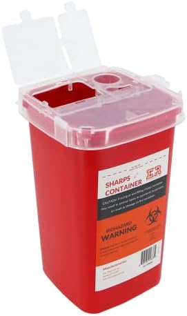 Ever Ready First Aid Sharps Container with Split Lid Design and Locking Mechanism for Sharp Waste Disposal, 1 Quart Ever Ready First Aid