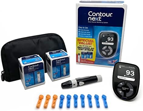 Ascensia CONTOUR NEXT Blood Glucose Monitoring System – All-in-One Kit for Diabetes with Glucose Monitor and 20 Test Strips For Blood Sugar & Glucose Testing Ascensia