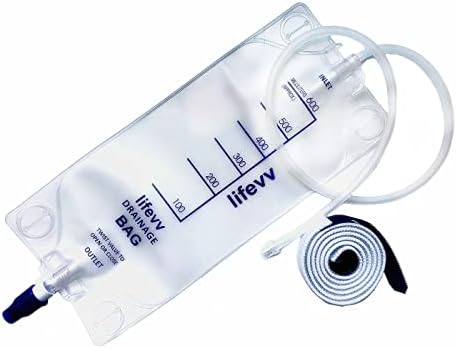 Lifevv 600 ML Urine Drainage Bag, Drainage w/Clear Bag, Nephrostomy Bag,with 24" Silicone Tube,Twist Drain Valve (3 Pack) Lifevv