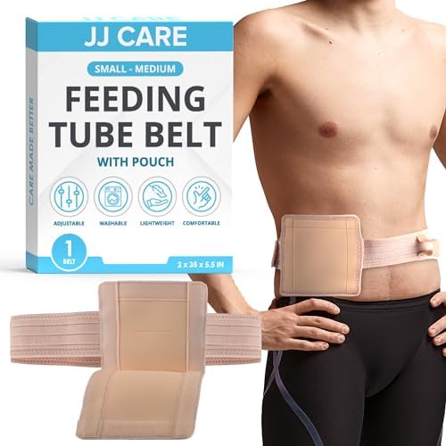 JJ CARE Feeding Tube Belt (Small/Medium), Breathable PEG Tube Belt, Nylon Fabric Gtube Belt Compatible with PEG Tubes and Gastrostomy Tubes, Adjustable and Washable G Tube Holder JJ CARE