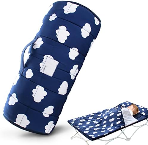 Nap Mat with Pillow and Fleece Blanket for Regalo My Cot/Joovy Travel Cot, Super Soft & Skin Friendly, Perfect Kids Sleeping Mats/Sleeping Bag for Preschool Daycare Boys and Girls, Grey Biloban