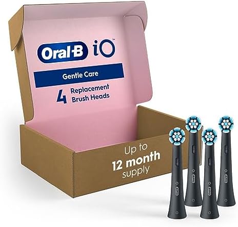 Oral-B iO Series Gentle Care Electric Toothbrush Replacement Brush Heads for an Oral-B Electric Toothbrush, 4 Count, Black Oral-B