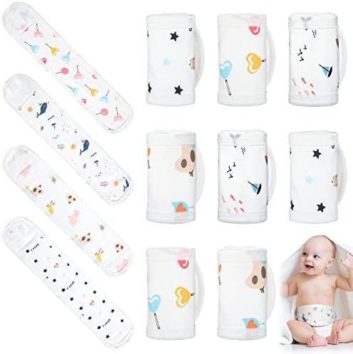 8 Pcs Cartoon Cotton Baby Infant Umbilical Cord Belly Bands Baby Belly Protector Baby Belly Button Band Baby Bellies Umbilical Hernia Belt Soft Newborn Navel Belt for 0-12 Months Babies, 4 Styles Seematn