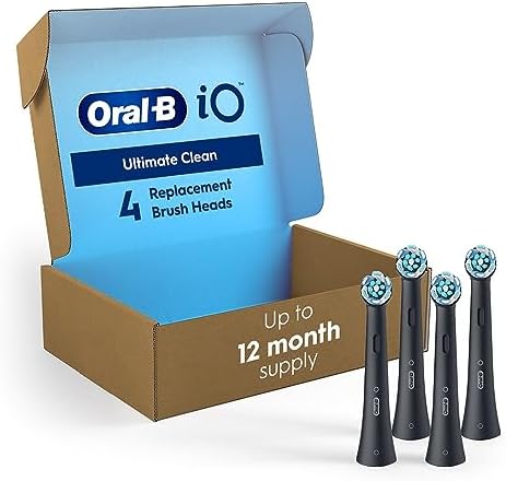 Oral-B iO Series Ultimate Clean Electric Toothbrush Replacement Brush Heads for an Oral-B Electric Toothbrush, 4 count, Black Oral-B