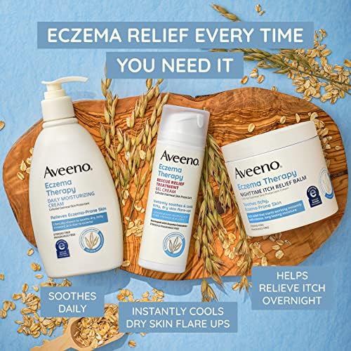 Aveeno Eczema Therapy Rescue Relief Treatment Gel Cream with Colloidal Oatmeal Skin Protectant, Instantly Soothes & Cools Itchy Dry Skin Flare-Ups, Steroid & Fragrance Free, 5.0 fl. oz Aveeno