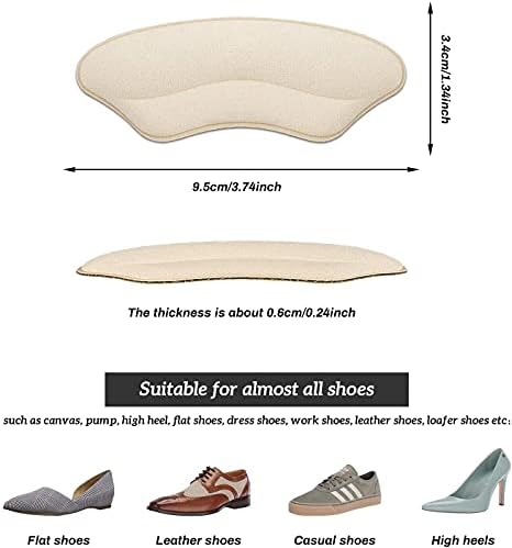 Heel Grips Liner, Cushions Heel Pads Insert Prevent Too Big, Slipping, Blisters, Filler for Loose Shoe Fit (New (Pale Apricot+Black)) BIGIICO