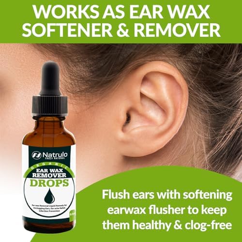 Organic Ear Wax Removal Drops (Капли) for Clogged Ears – Natural Ear Wax Cleaner Oil for Kid, Adult, Baby – Earwax Removal Liquid (Жидкость) for Unclogging Ears, Earaches, Ear Health (Made in USA) Natrulo