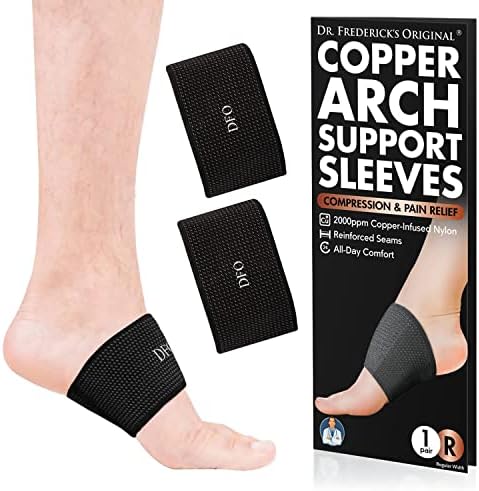 Dr. Frederick's Original Copper Infused Arch Support Sleeves - 2pcs - Arch Support Bands for Plantar Fasciitis, Flat Feet, Fallen Arches - Fast Pain Relief Braces for Women & Men Dr. Frederick's Original