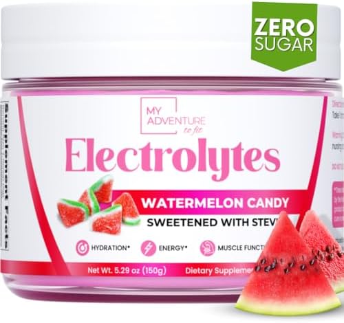 Zero Sugar - Watermelon Candy Electrolytes Powder (Порошок) - Refreshing Hydration - Caffeine Free Energy with All Natural Ingredients - Vegan, Keto and Paleo - Sugar Free Electrolytes Drink Mix - 30 Servings (Порции) My Adventure to Fit