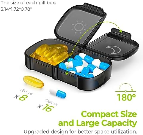 AUVON Canvas Bag XL Weekly Pill Organizer 2 Times a Day, Travel Pill Box 7 Day with One-Side Large Opening, AM PM Pill Case with Portable Cloth Bag for Supplements, Vitamins, Fish Oils AUVON