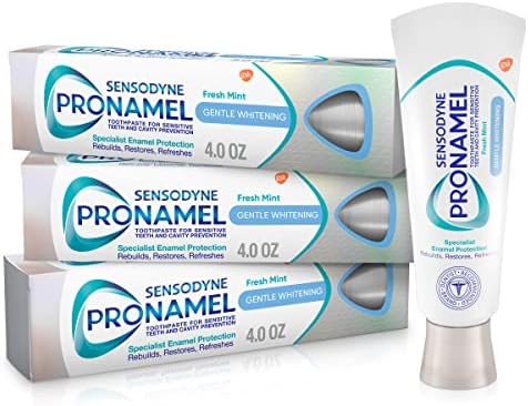 Sensodyne Pronamel Gentle Teeth Whitening Enamel Toothpaste for Sensitive Teeth, to Reharden and Strengthen Enamel, Amazon Exclusive, Fresh Mint - 4 Ounces (Pack of 3) Sensodyne Pronamel