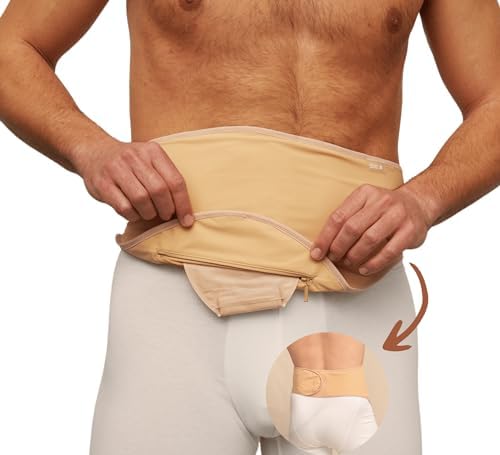 SIIL Ostomy belt for Men & Women, Beige. These Ostomy bag covers Acts as Colostomy Belt, Ileostomy Belt as this Stoma Support belt is compatible W/Colostomy bags, Ileostomy bags. Made in Europe SIIL