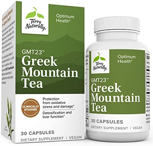 Terry Naturally GMT23 Greek Mountain Tea - 30 Capsules - Supports Optimum Health - Non-GMO, Vegan - 30 Servings Terry Naturally