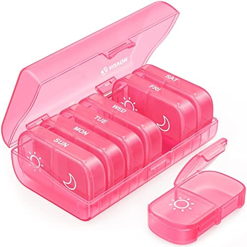 AUVON XL Weekly Pill Organizer 2 Times a Day, AM PM Pill Box 7 Day with One-Side Large Opening Design for Easy Filling, Portable Travel Pill Case for Medication, Vitamins, Fish Oils, Supplements AUVON