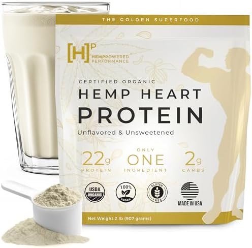 USDA Organic Hemp Heart Protein Powder (Порошок), Pure and Natural, Plant based, Vegan, Gluten free, Keto, Cold-Pressed and Ultrafiltered, Unflavored (Без вкуса), Unsweetened, No additives, Veteran owned, Made in USA, 2Ibs Hempp